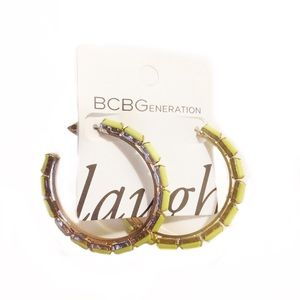 BCBGeneration EARRINGS HOOP LOOP NEON YELLOW GOLD
